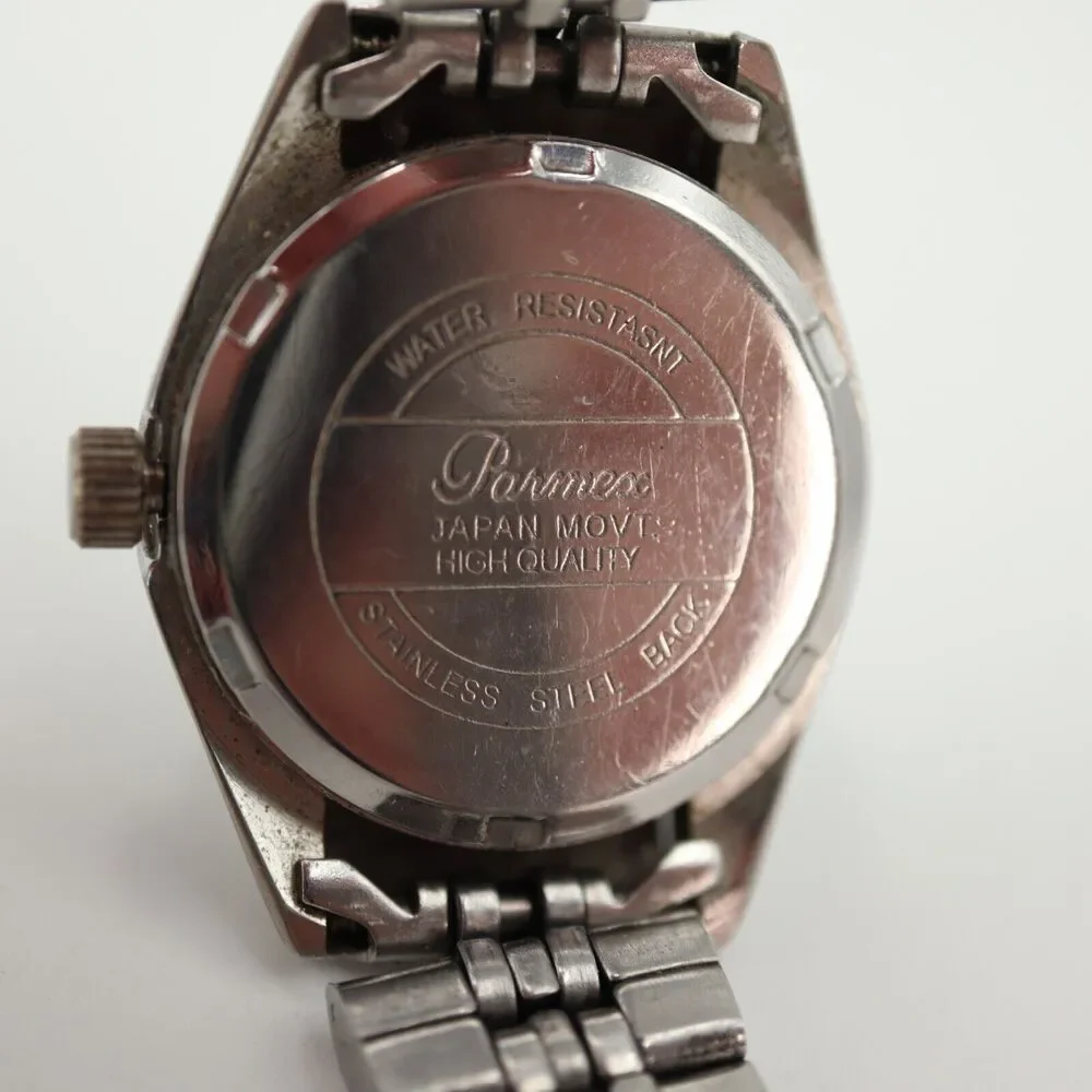 Parmex Women Watch 26mm Day Date Silver Tone Vintage Presidential w New Battery
